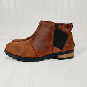Sorel Emelie Chelsea Women's Brown Leather Ankle Boots A556